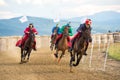 Horse parade ,during a horse show with young riders