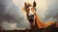 Playful Caricature Of A Horse With Open Mouth