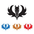 Horse Pegasus with Fire Wings Simple Logo Symbol