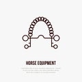 Horse pelham bit, polo flat line icons. Vector illustration of horses sport game, equestrian equipment