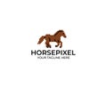 Horse Pixel Logo Template. Equine Vector Design