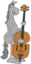 Horse playing a double bass