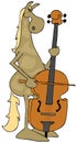 Horse playing a double bass violin