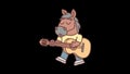 Horse plays guitar whistles and walks. Frame by frame animation. Alpha channel