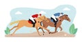 Horse polo illustration. Polo game illustration. Illustration of equestrians on horses with hockey sticks and polo