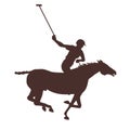 Silhouette of polo rider horse vector illustration Royalty Free Stock Photo