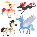 Horse pony stallion vector breeds color farm equestrian mammal domestic animal mane zoo character illustration.