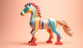 Horse, pony, toy in soft colors, plasticized material, educational material for children to play. AI generated Royalty Free Stock Photo