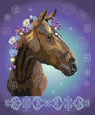 Horse portrait with flowers 36 Royalty Free Stock Photo