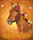 Horse portrait with flowers 34 Royalty Free Stock Photo