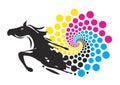 Horse with print colors circle. Royalty Free Stock Photo