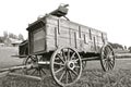 Horse pulled buckboard and wagon (black and white)