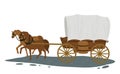 Horse pulling carriage, vintage transport in city