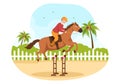 Horse Race Cartoon Illustration with Characters People doing Competition Sports Championships or Equestrian Sports in Racecourse Royalty Free Stock Photo