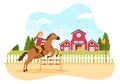 Horse Race Cartoon Illustration with Characters People doing Competition Sports Championships or Equestrian Sports in Racecourse Royalty Free Stock Photo