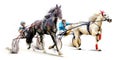 Horse race competition derby. Trotter race. Racing horses with jockeys. Hippodrome. Watercolor painting illustration Royalty Free Stock Photo