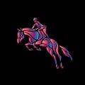 Horse race. Equestrian sport. Silhouette of racing with jockey Royalty Free Stock Photo