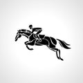 Horse race. Equestrian sport. Silhouette of racing with jockey Royalty Free Stock Photo