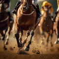 Horse race excitement Action packed image of a horse racing