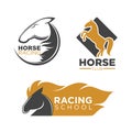 Horse racing club and school isolated logos set