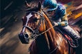Horse racing on a colorful abstract background. AI generated Royalty Free Stock Photo