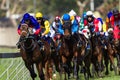 Horse Racing Jockeys Final Turn Royalty Free Stock Photo