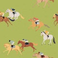 Horse racing, seamless vector pattern