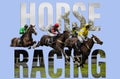 Horse Racing - Photo shot of horses jumping a fence Royalty Free Stock Photo