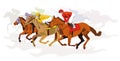 Horse Racing on Racecourse, Isolated - Illustration