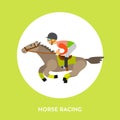 Horse Racing Rider Equestrian Kind of Sport Vector
