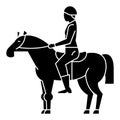 Horse racing - rider - horseman - jockey icon, vector illustration, black sign