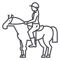Horse racing,rider,horseman,jockey vector line icon, sign, illustration on background, editable strokes