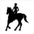 Horse racing and riding. Rider black silhouette Royalty Free Stock Photo