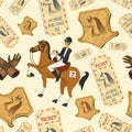 Horse racing seamless pattern. Horseback riding. Activity Jockey club. Equipments for Equestrian Sport poster