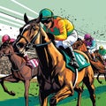 Horse Racing sports illustration - made with Generative AI tools