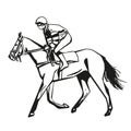 Horse racing, vector drawing Royalty Free Stock Photo