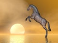 Horse rearing upon the sun - 3D render Royalty Free Stock Photo
