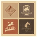 Horse ride club vintage emblem set