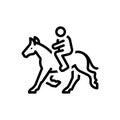 Black line icon for Horse Ride, gallop and horseman