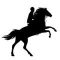 Horse and horseman black vector silhouette