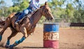 Horse And Rider Competing In Barrel Race At Outback Country Rodeo Royalty Free Stock Photo