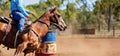 Horse And Rider Competing In Barrel Race At Outback Country Rodeo Royalty Free Stock Photo