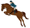 Horse rider, horse jump in equestrian sports. Vector illustration Royalty Free Stock Photo