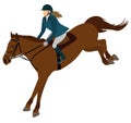 Horse rider, horse jump in equestrian sports. Vector illustration Royalty Free Stock Photo