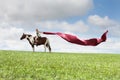 Horse rider looking back Royalty Free Stock Photo