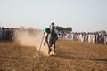 Horse rider, riding in a tent pegging event Royalty Free Stock Photo