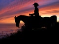 Horse and Rider Silhouette Sunset Royalty Free Stock Photo