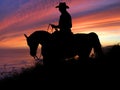 Horse and Rider Silhouette Sunset Royalty Free Stock Photo