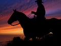 Horse and Rider Silhouette Sunset Royalty Free Stock Photo