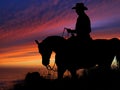 Horse and Rider Silhouette Sunset Royalty Free Stock Photo